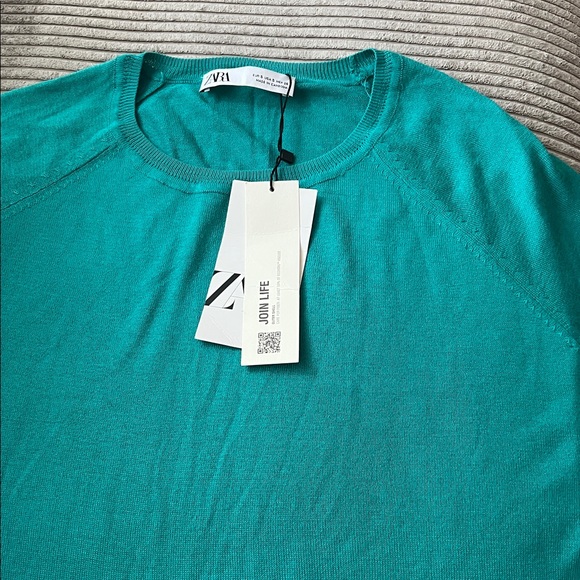 Zara Vibrant Teal Long Sleeve Top - Picture 3 of 4